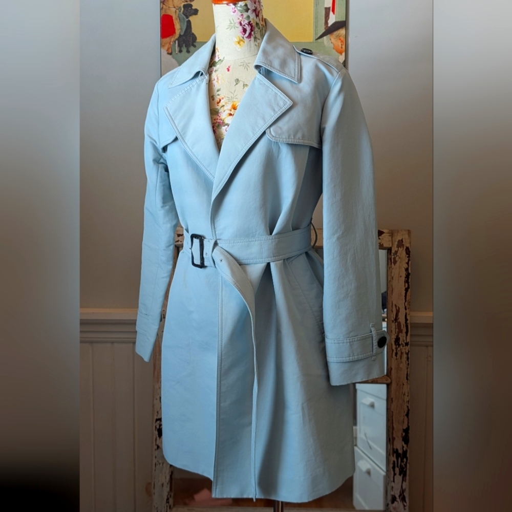 BURBERRY Pale Blue Trench Coat